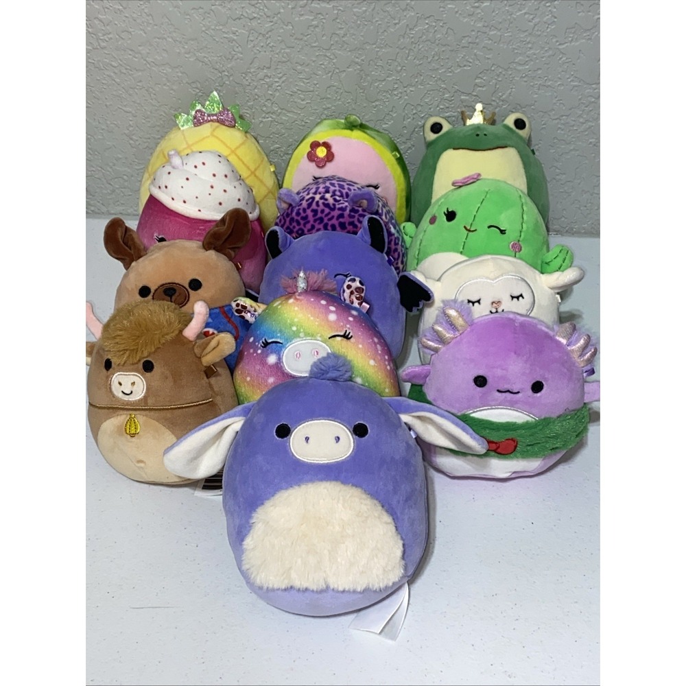 Lot of 13 Squishmallows Mini Plush Plushies Soft Toy Fruit Animal Unicorn